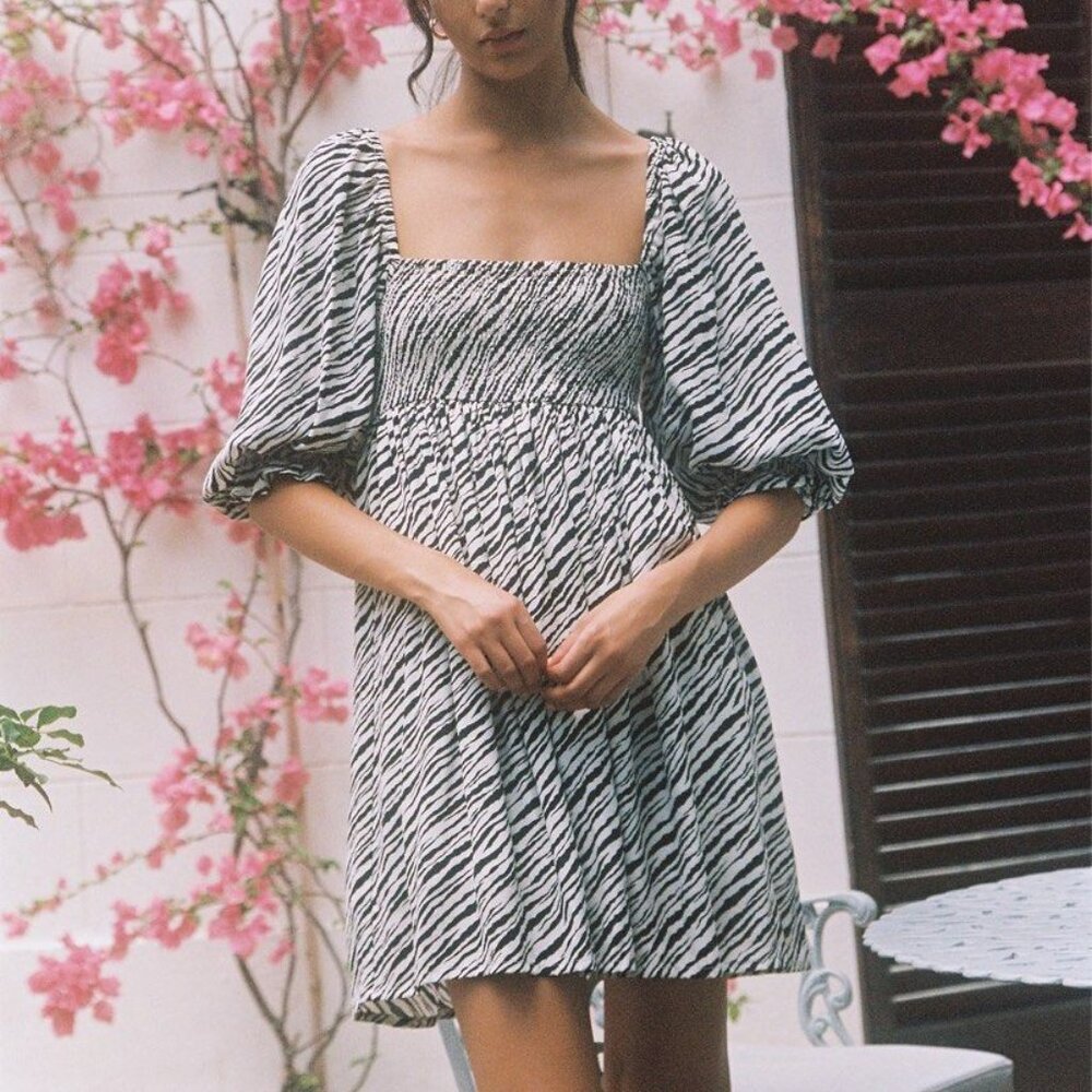 Faithfull the Brand Black and White Mini Dress